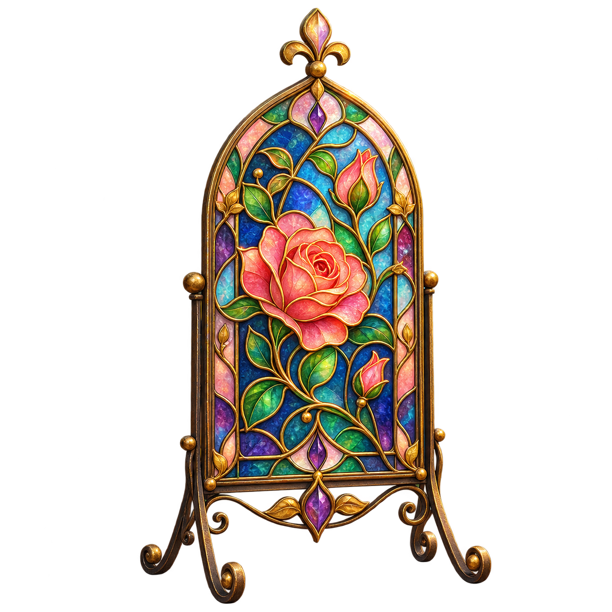 Earned stained-glass garden ornament